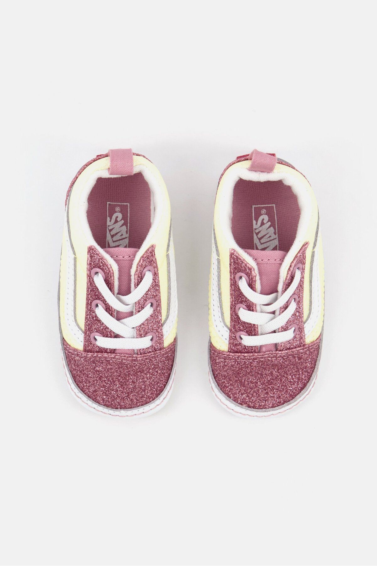 Vans-Toddlers Girl Two Tone Glittery Shoes, Yellow/Pink 4