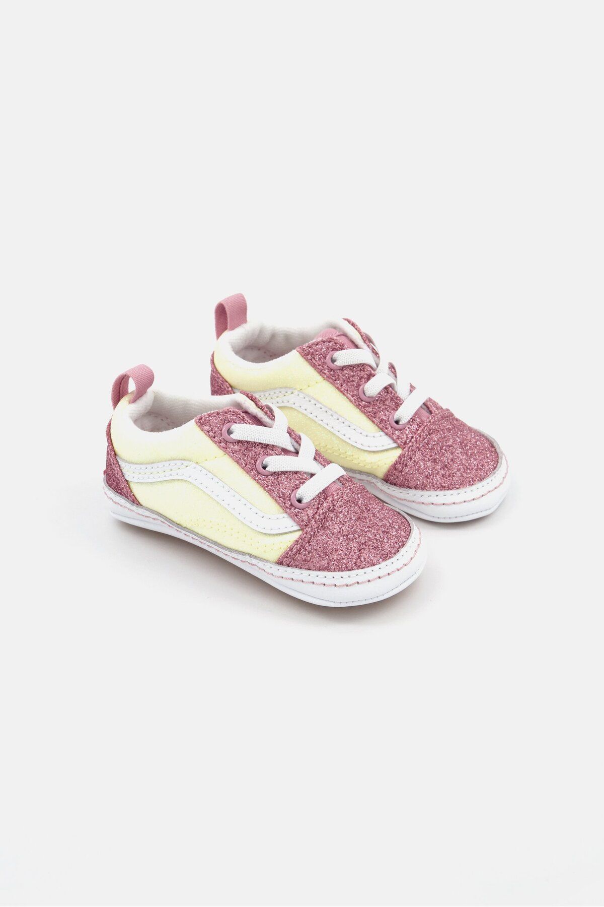 Vans-Toddlers Girl Two Tone Glittery Shoes, Yellow/Pink 1