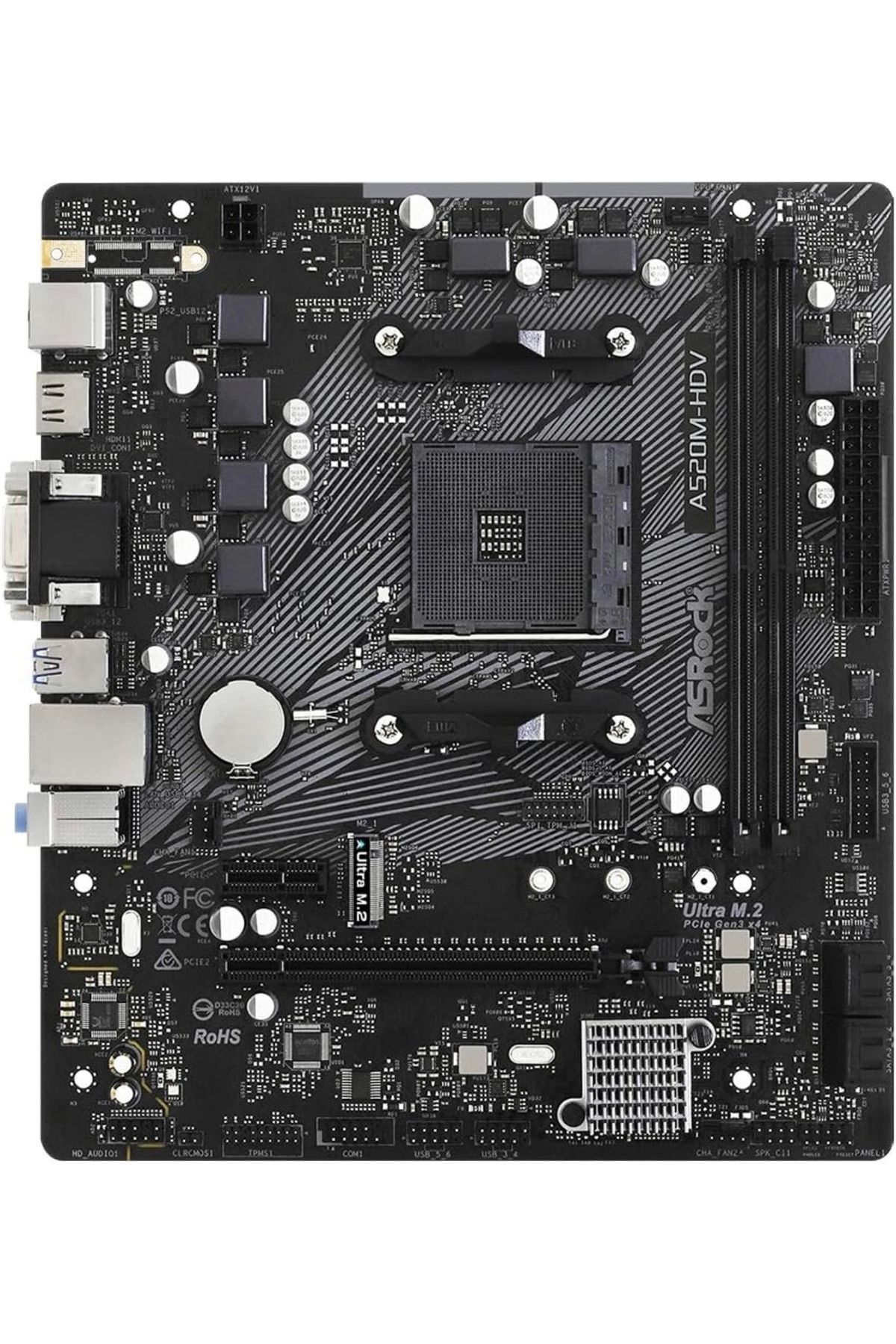 ASROCK-مقبس A520m Hvs - AM4 DDR4 4733 ميجا هرتز O.C. اللوحة الأم M.2 USB 3.2 HDMI VGA Matx A520 3