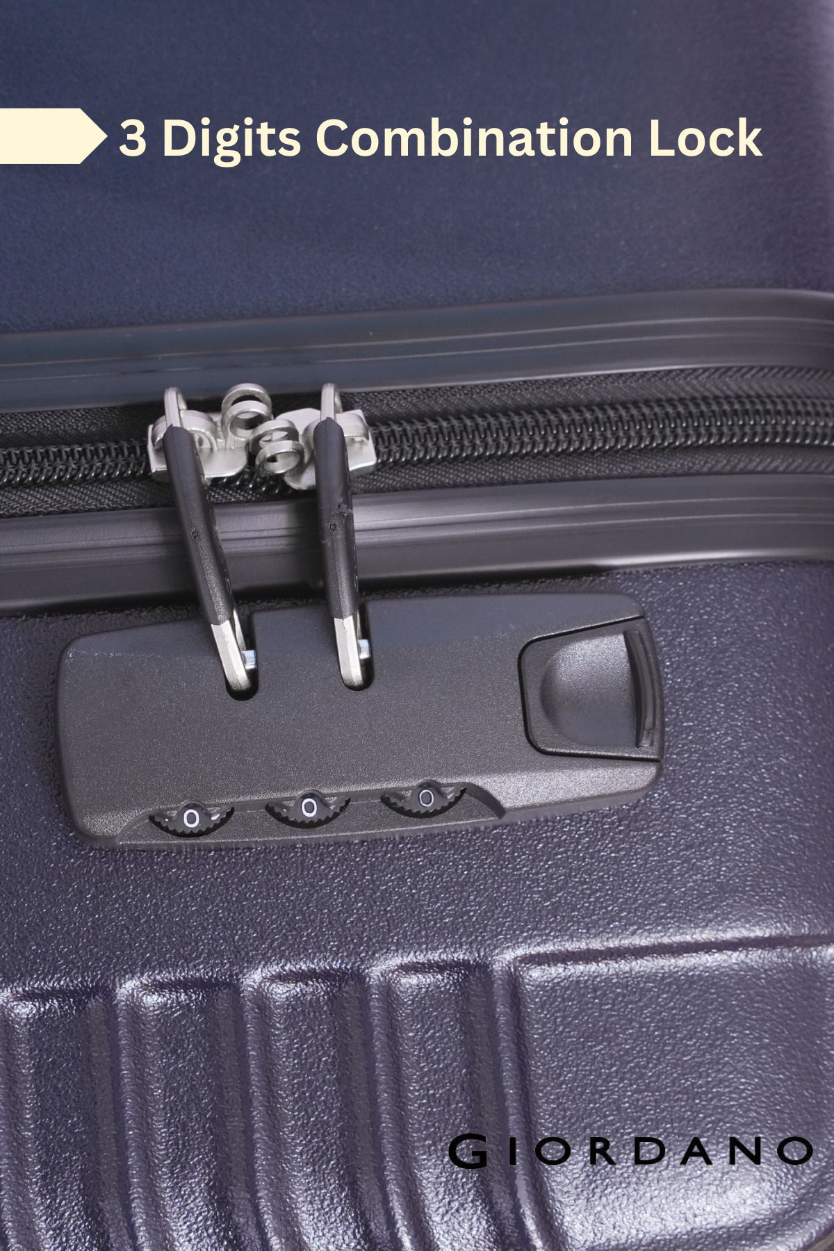 Giordano-Logo Series Medium Suitcase Navy, ABS HardShell Lightweight Durable Secure Number Lock. 6