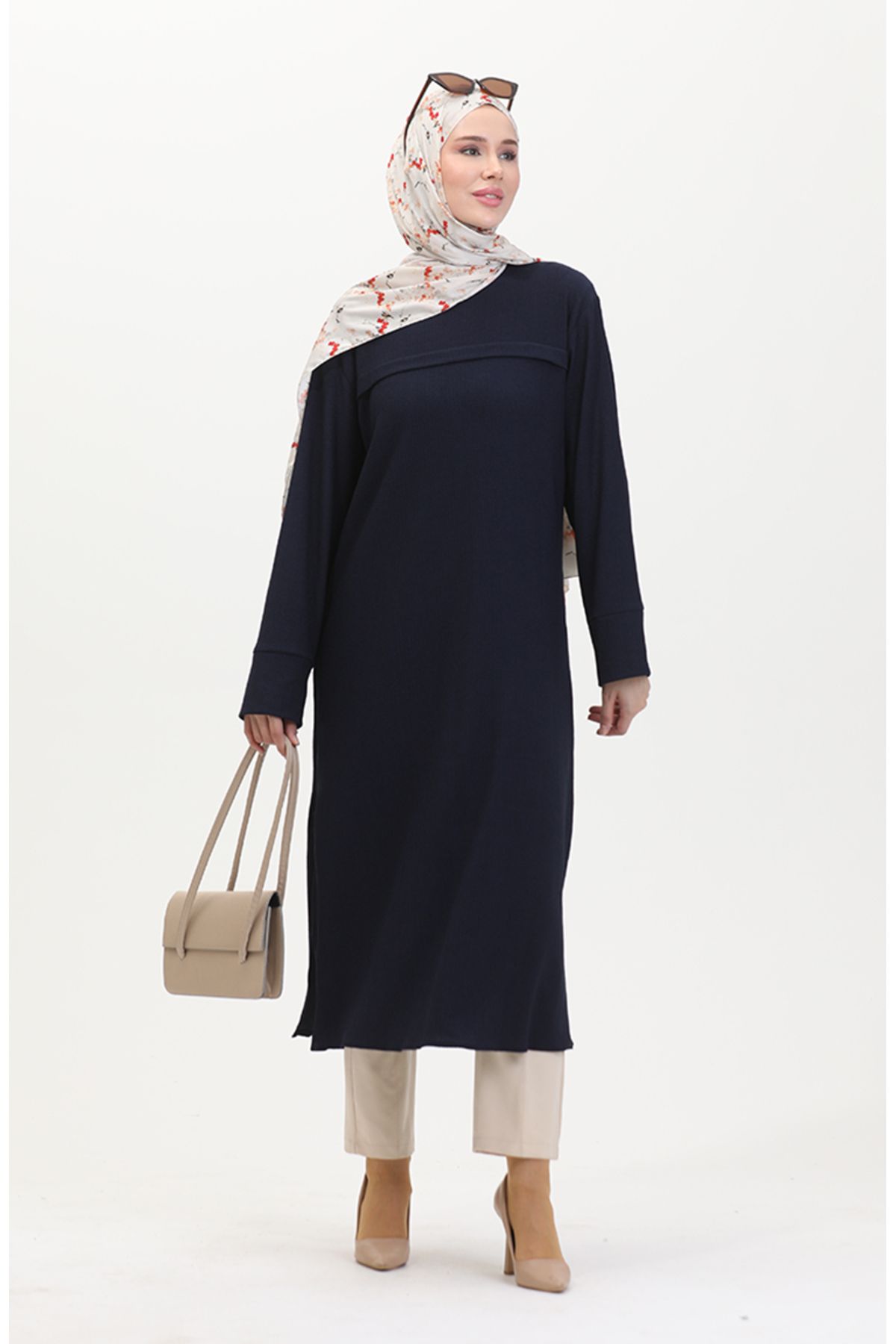 sefamerve-Μπροστινό ριγέ τουνίκ Bürümcük 5105-03 Navy Blue 2