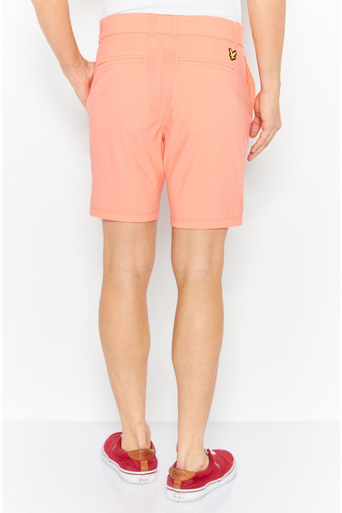 Lyle & Scott-Men Regular Fit Plain Basic Shorts, Collar Peach 4