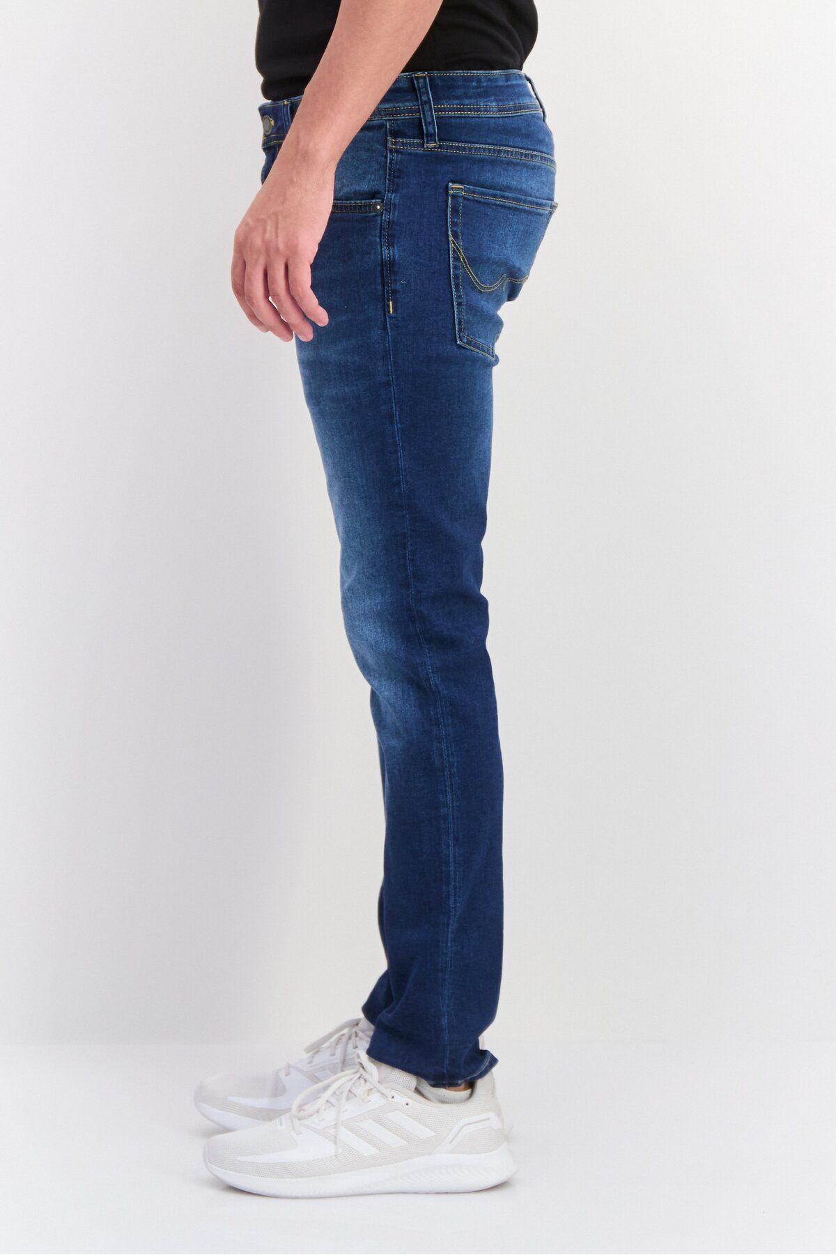 Jack & Jones-Men Skinny Fit Washed Stretchable Denim, Navy Blue 2