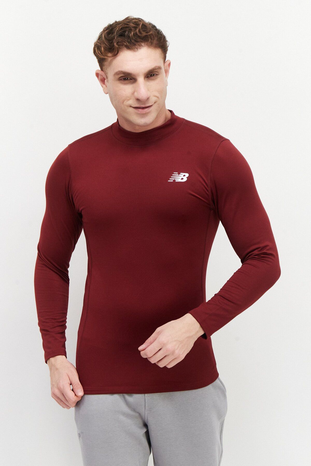 New Balance-Men Sportswear Fit Long Sleeves Training Sweatshirt, Maroon 1