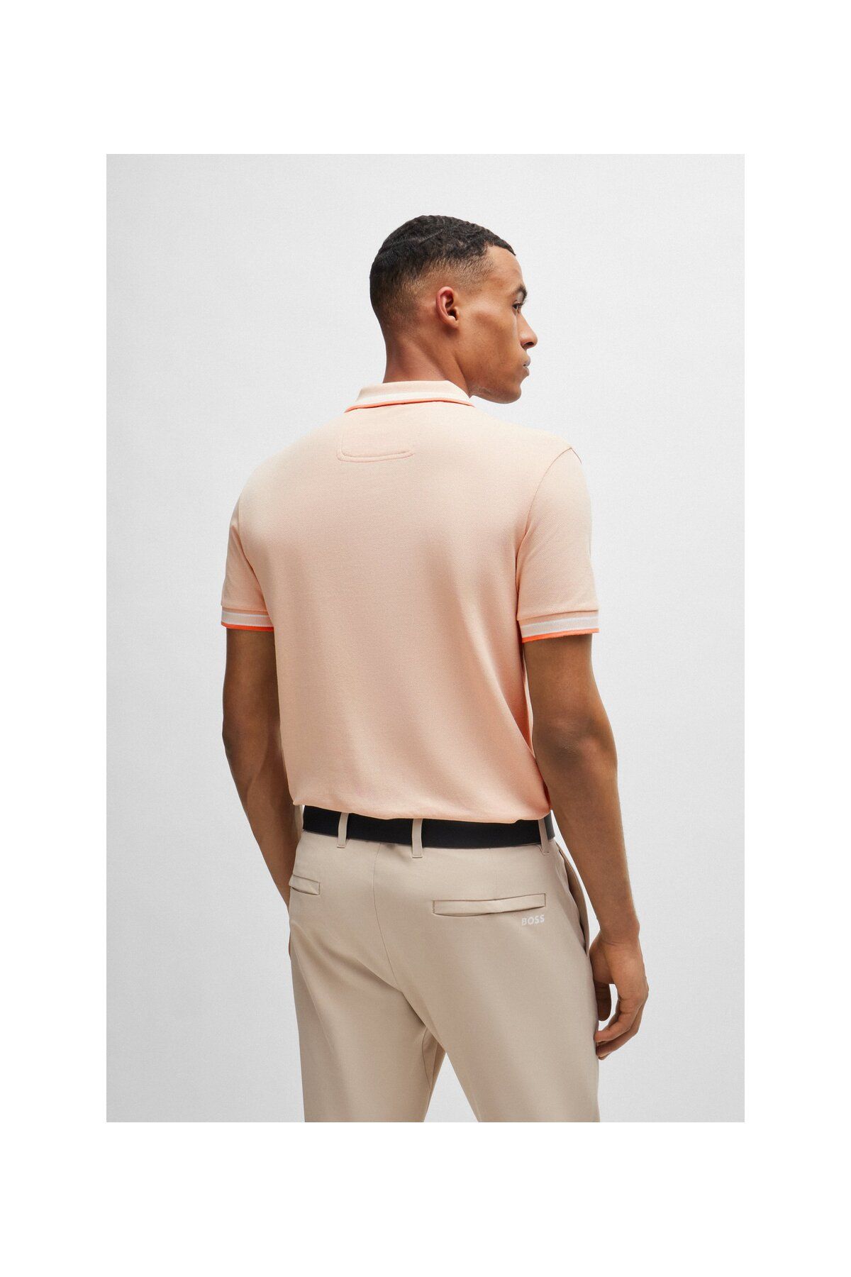 تی شرت یقه پولو نارنجی مردانه لوگوی رنگ کنتراست پنبه چوگان yaka t shirt BOSS