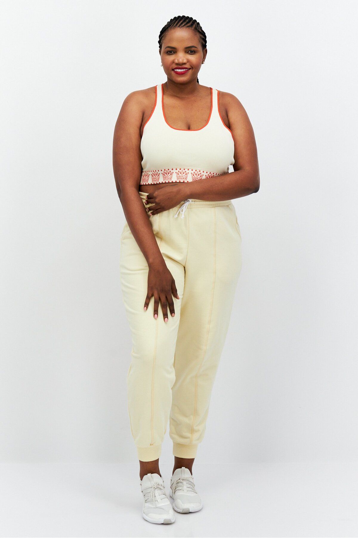 Royalty By Maluma-Women Scoop Neck Sleeveless Racerback Cropped Top, Ivory 4