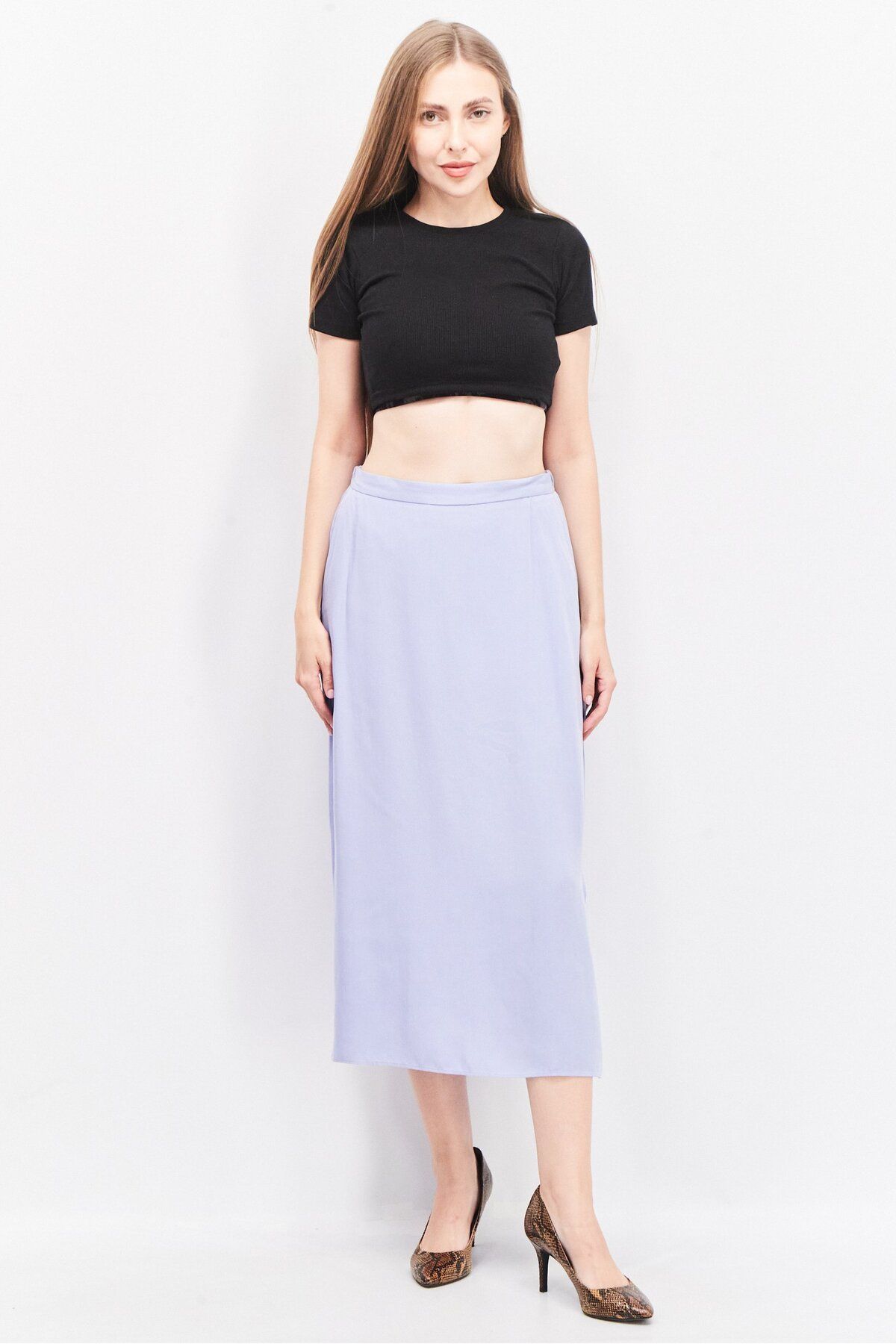 Tchibo-Women Solid Midi Skirt, Lavender 4