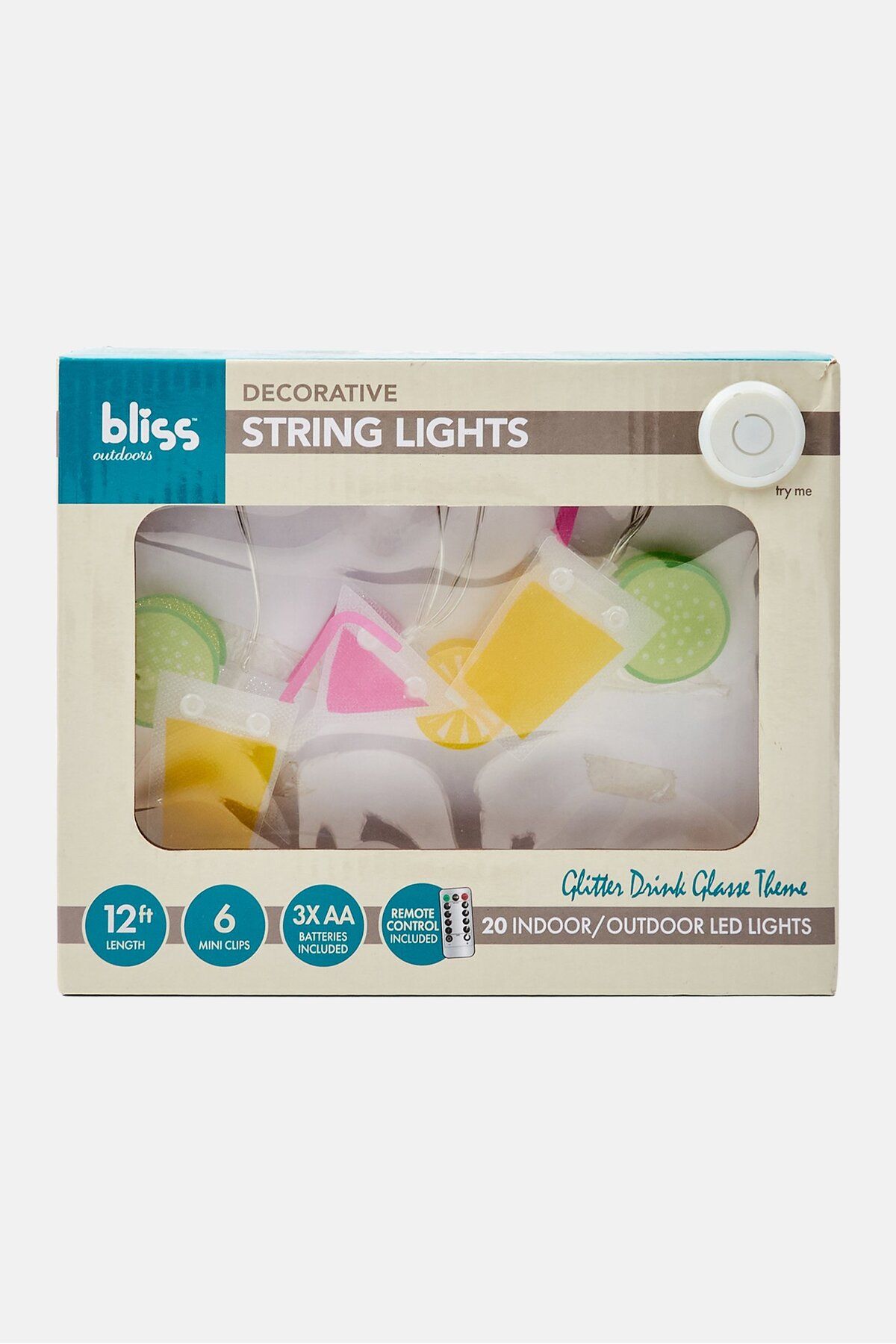 Bliss-Glitter Drink Glass Theme String Lights, Pink/Yellow Combo 1