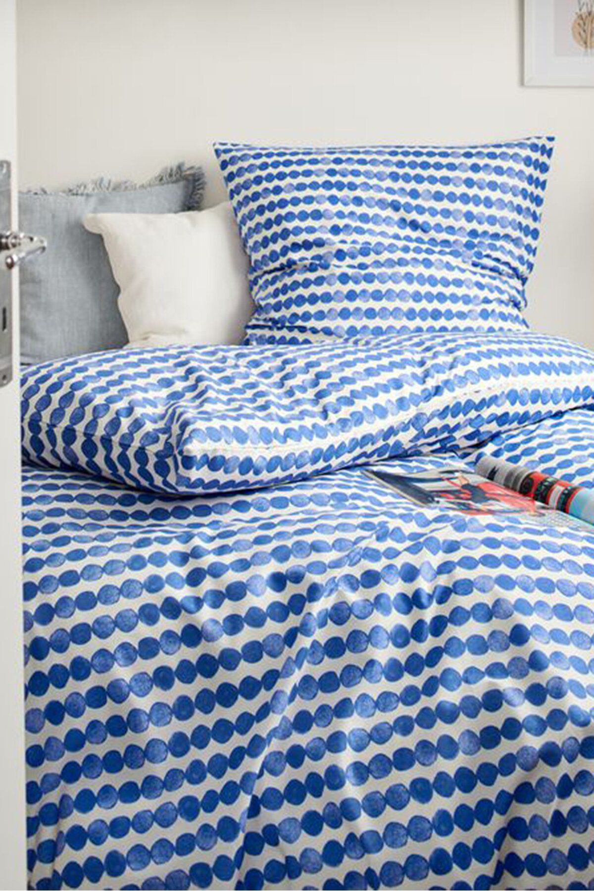 Tchibo-Single Polka Dots Duvet Cover Set 160 X 210, Blue/White 1