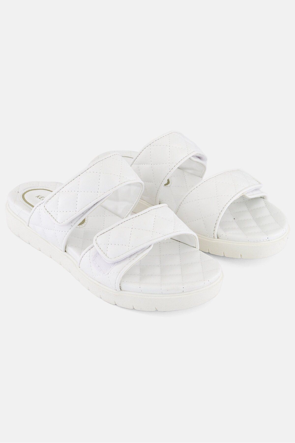 Kenneth Cole-Women Medium Reeves Quilted 2 Band Slipper, White 1