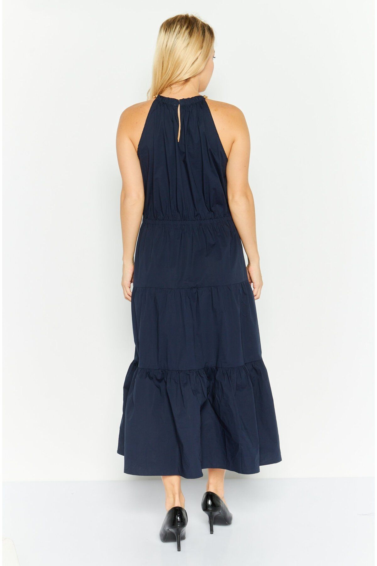 Michael Kors-Women Solid Maxi Dress, Navy 4