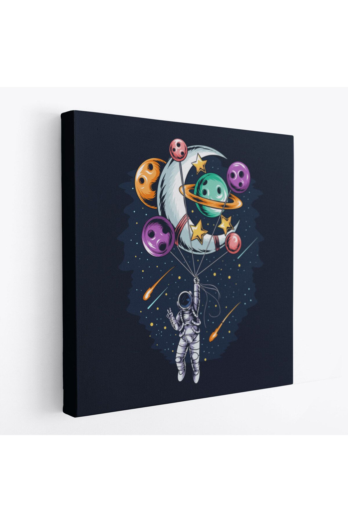 Atik Tasarım Ay ve Gezegenler İle Uçan Astronot Tablo-5097