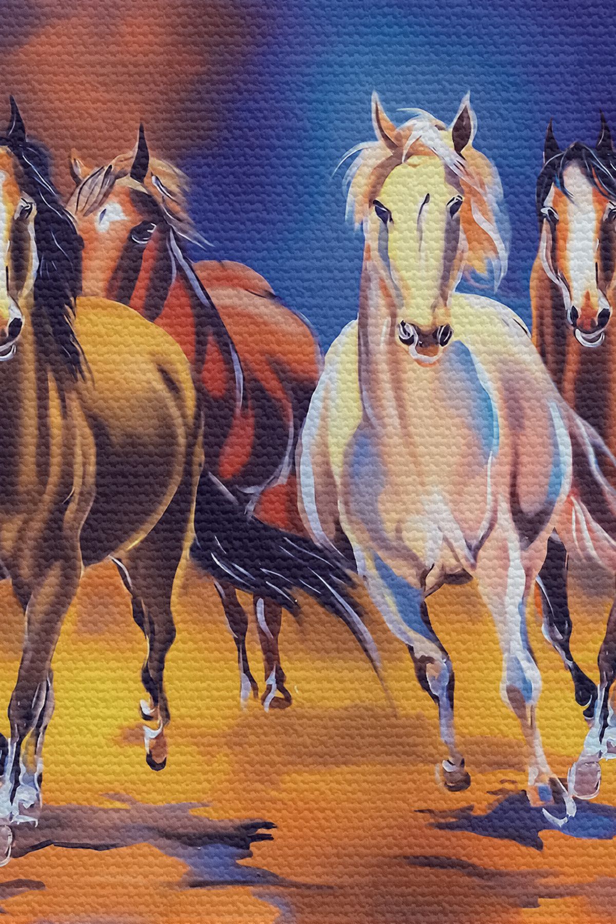 Atik Tasarım-Wall Cloth Running Horses Quality Canvas Wall Tapestry-4028 2