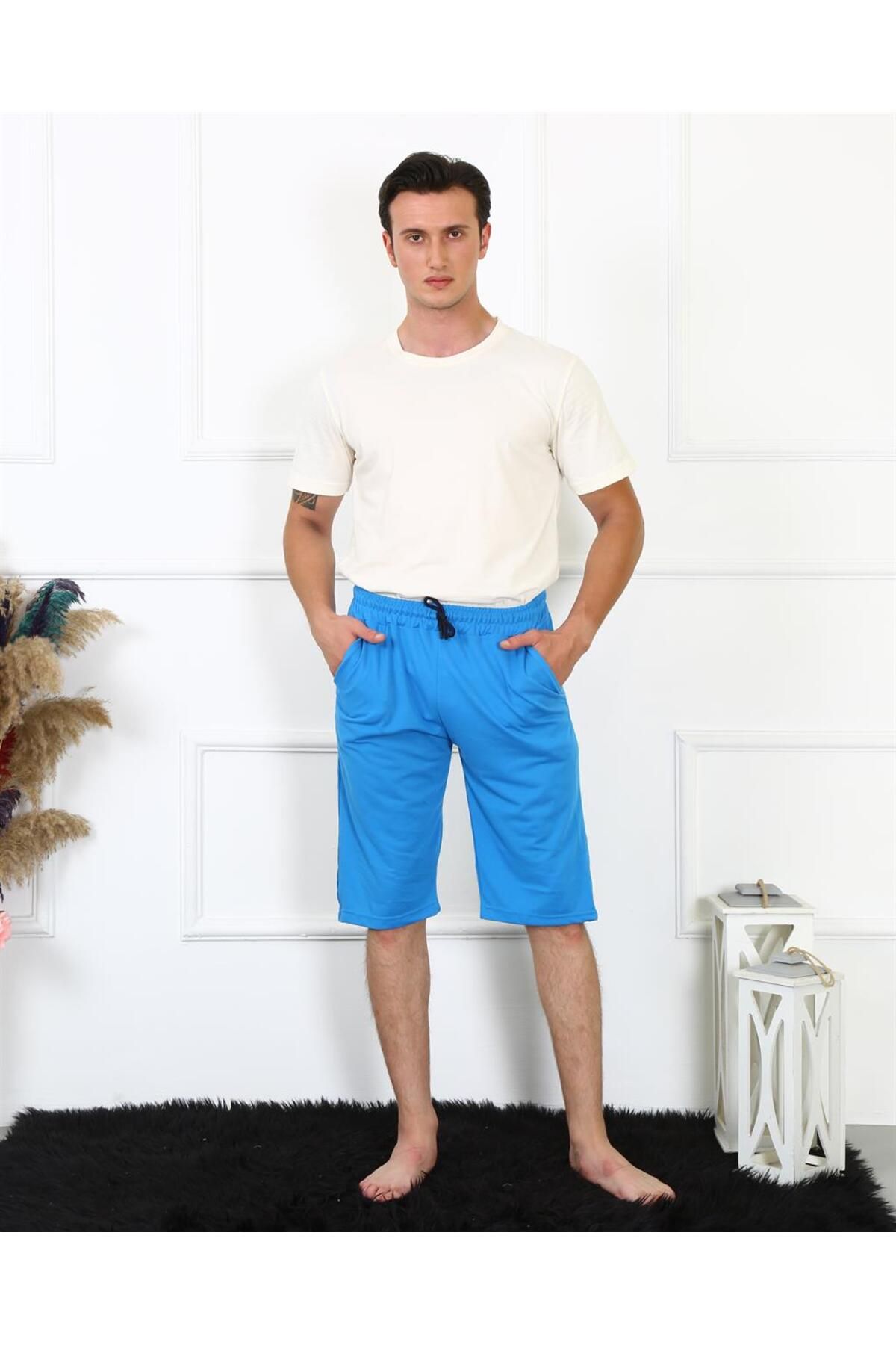 Fashi10 Erkek Lakost Saks Kapri 27481