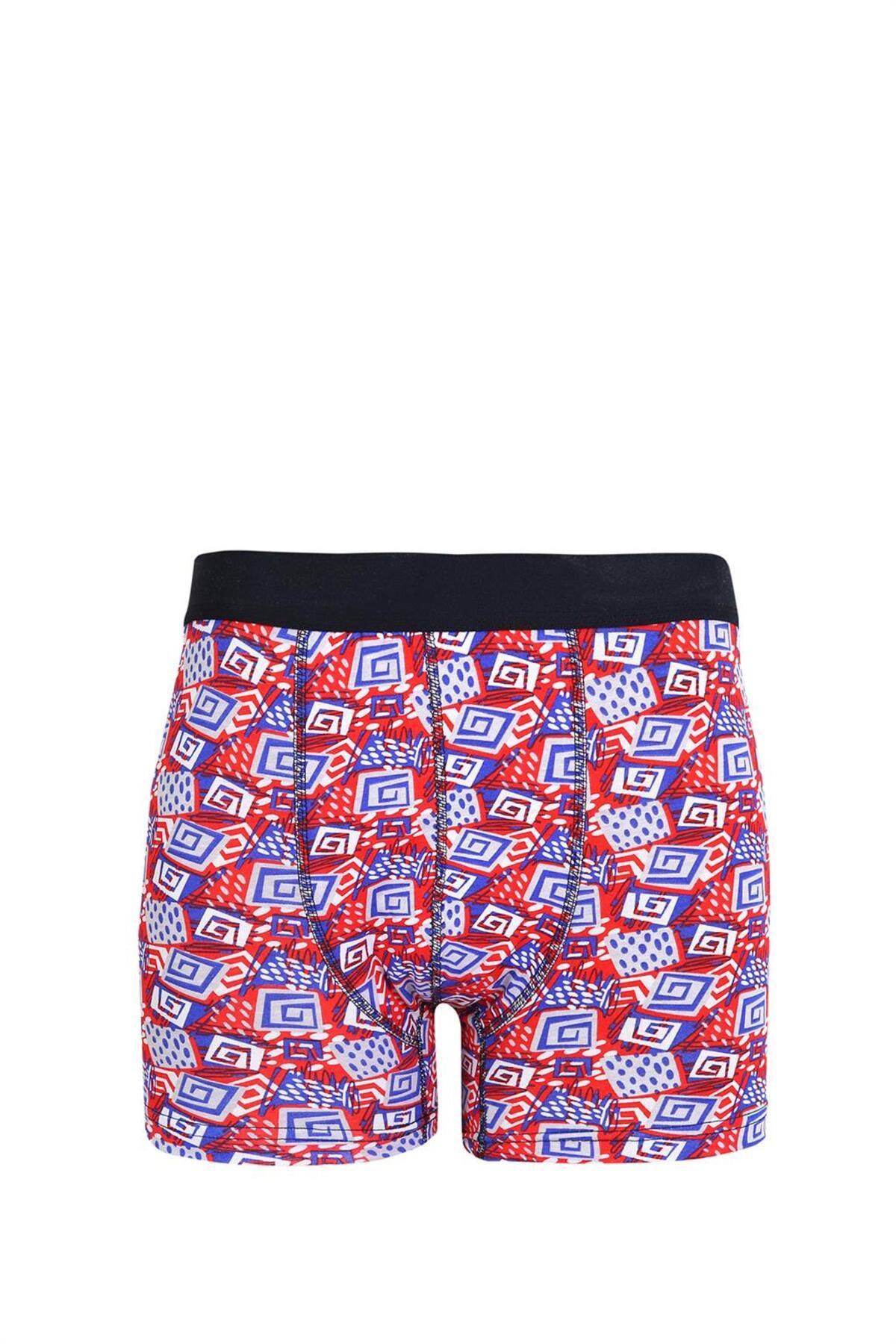 Fashi10 Erkek Penye Likralı Desenli Boxer 40113