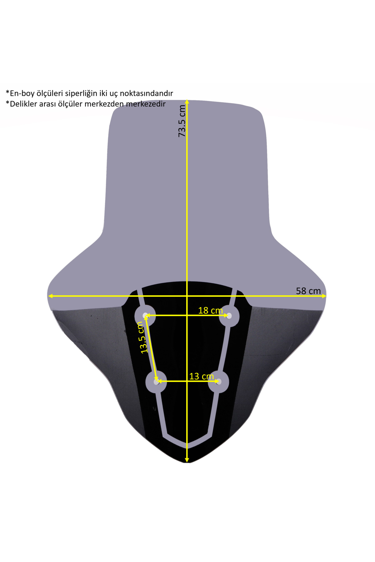 ABV Yamaha N-max Uyumlu El Korumalı Füme Tur Camı 73.5x58 Cm (21