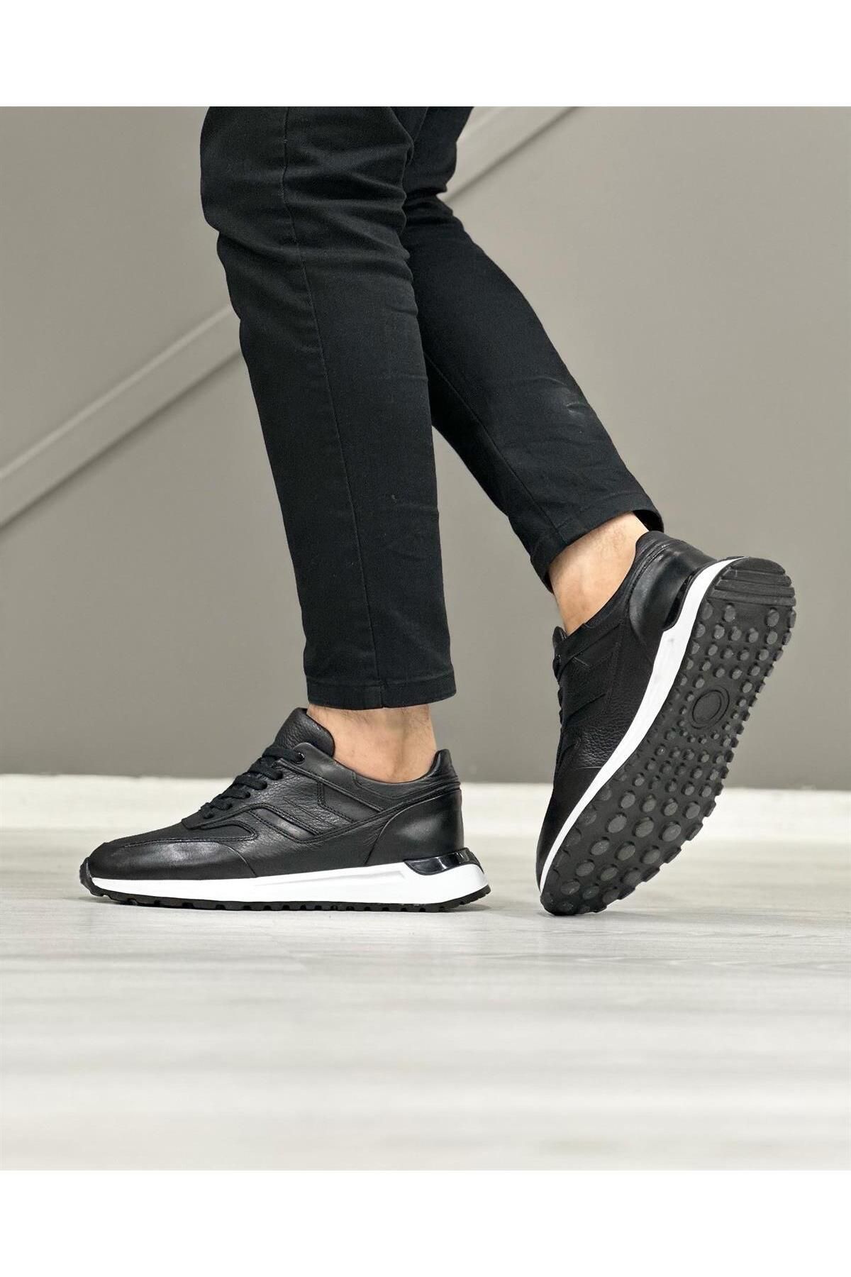 اسنیکر مشکی مردانه سیاه آرت 5634 کفش ورزشی چرمی ByItallanoshoes