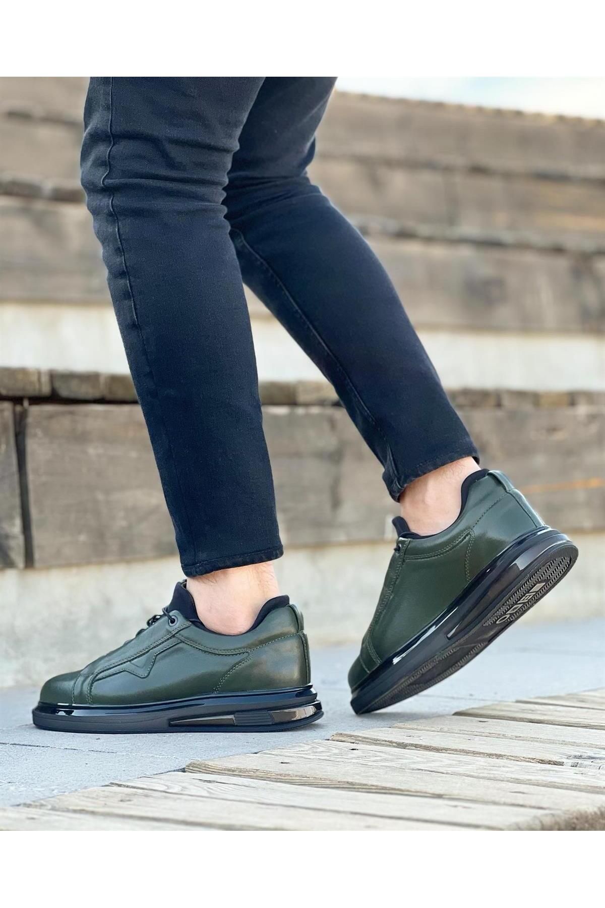 اسنیکر سبز مردانه 0396 کفش ورزشی چرمی ByItallanoshoes