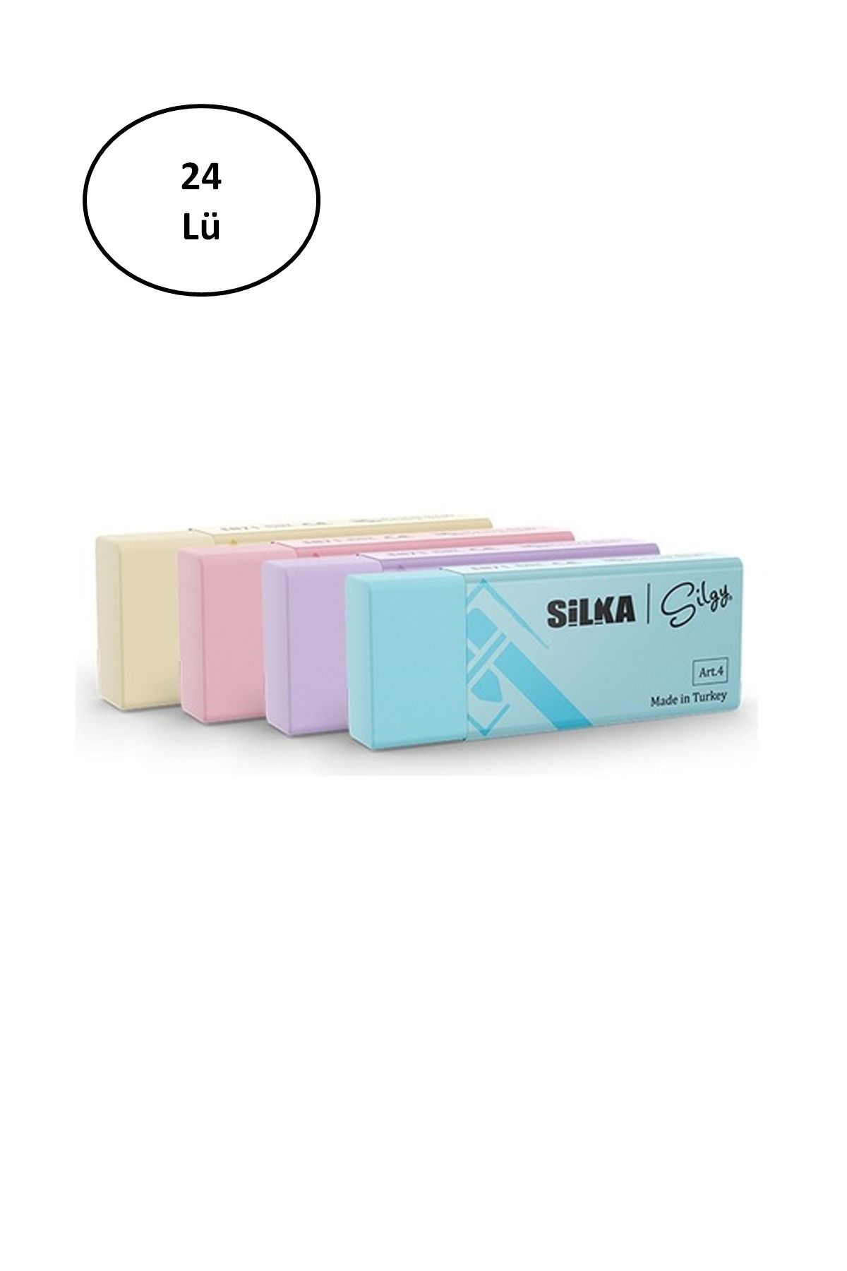 Angoravi Silka Art.44 Pastel Orta Boy Sınav Silgisi 4'Lü 24'lü