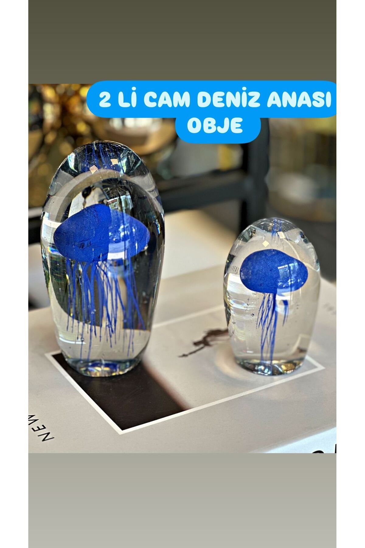 Pelo 2`Lİ MAVİ DENİZ ANASI CAM OBJE