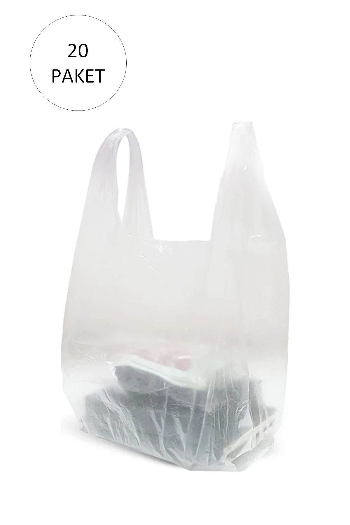 LiderGlobal Şeffaf Atlet Poşet Küçük Boy 24x43 cm 20 Paket Takriben 6.000 Adet