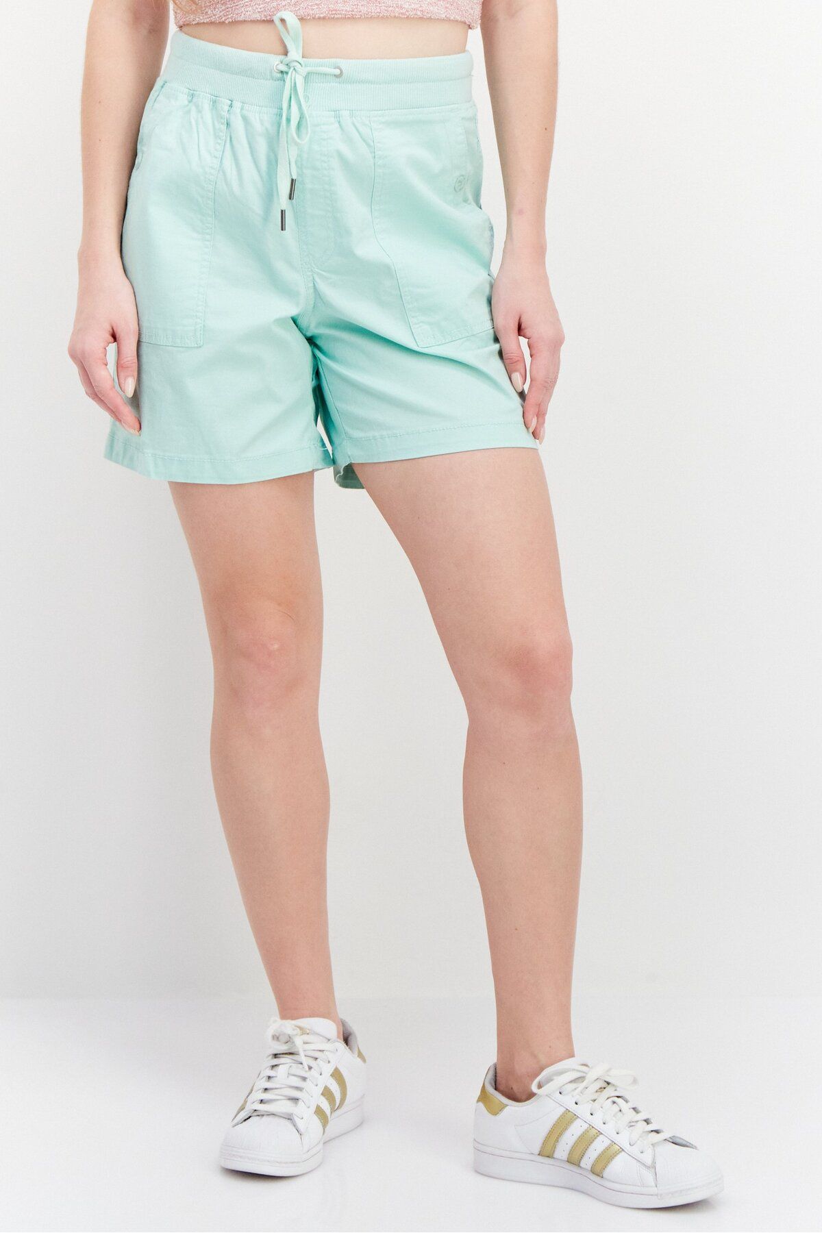Gloria Vanderbilt-Women Drawstring Plain Basic Short, Sage 1