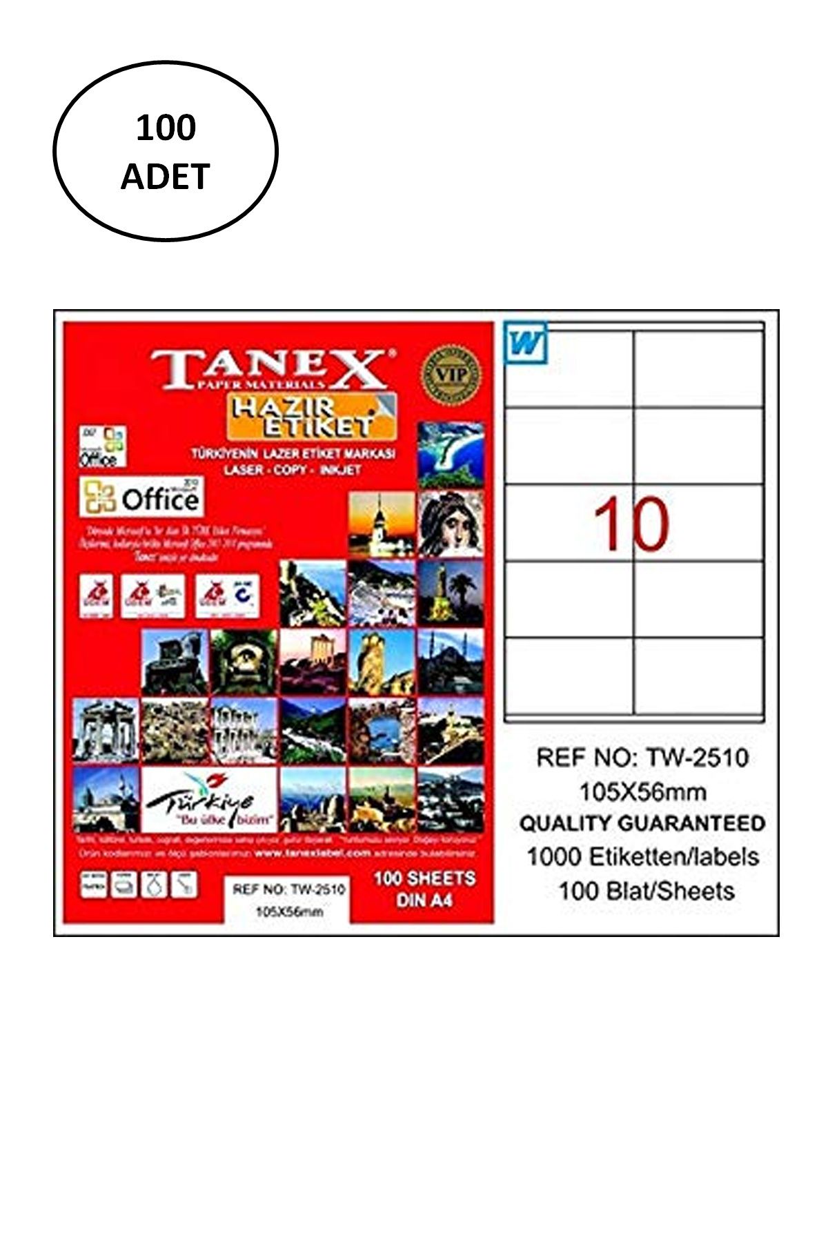 Kapamarka Tanex Tw-2510 Lazer Etiket 105X56 Mm 100 Lü