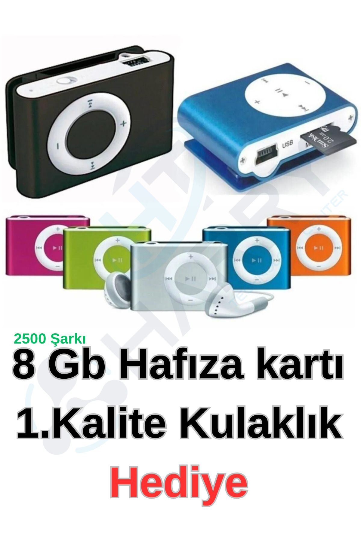 harry Mini Mp3 Çalar Kulaklık+8 Gb Hafıza Kartı Şarjlı Sd Kart Destekli Mp3 Player Mini Müzik Çalar