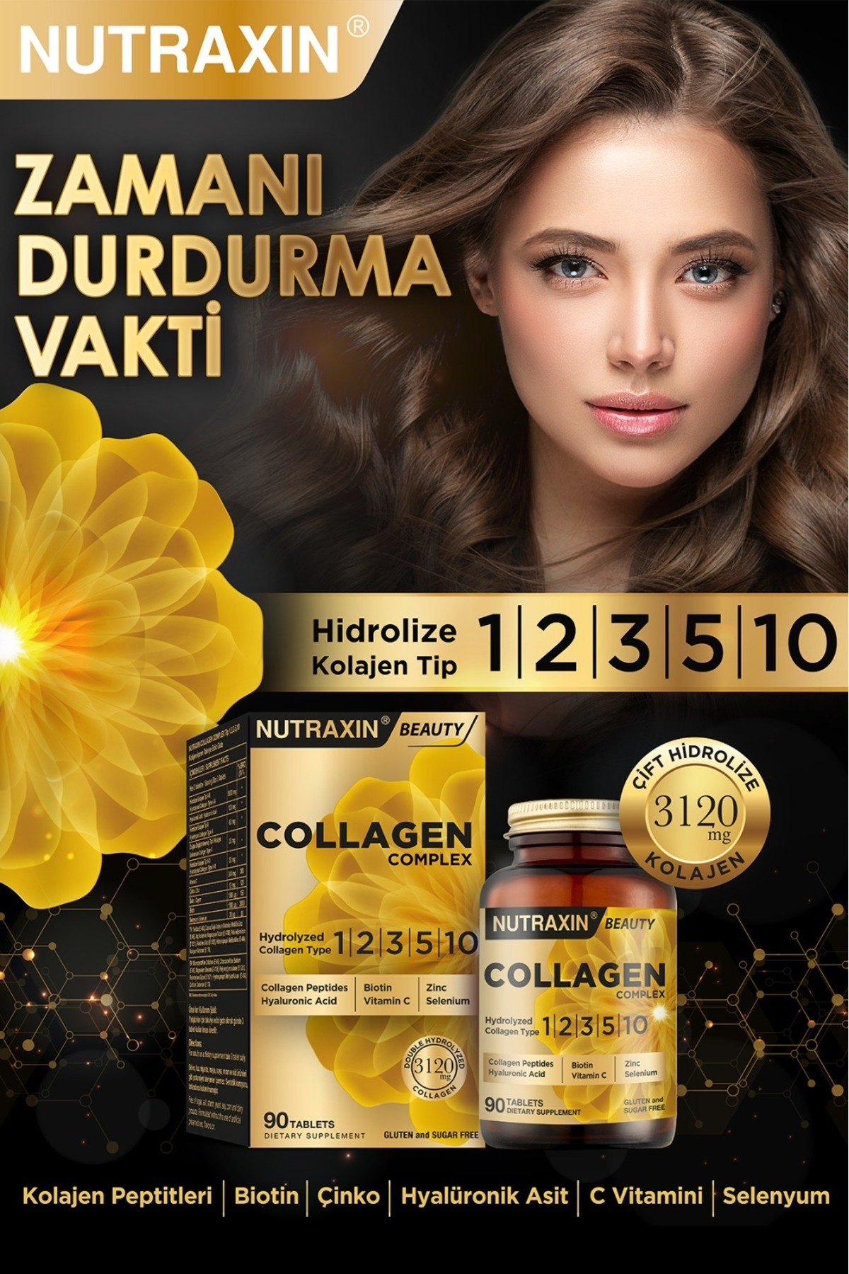 Nutraxin-Collagen Complex Type 1-2-3-5-10 - Double Hydrolyzed 3120 Mg 90 Tablets 2