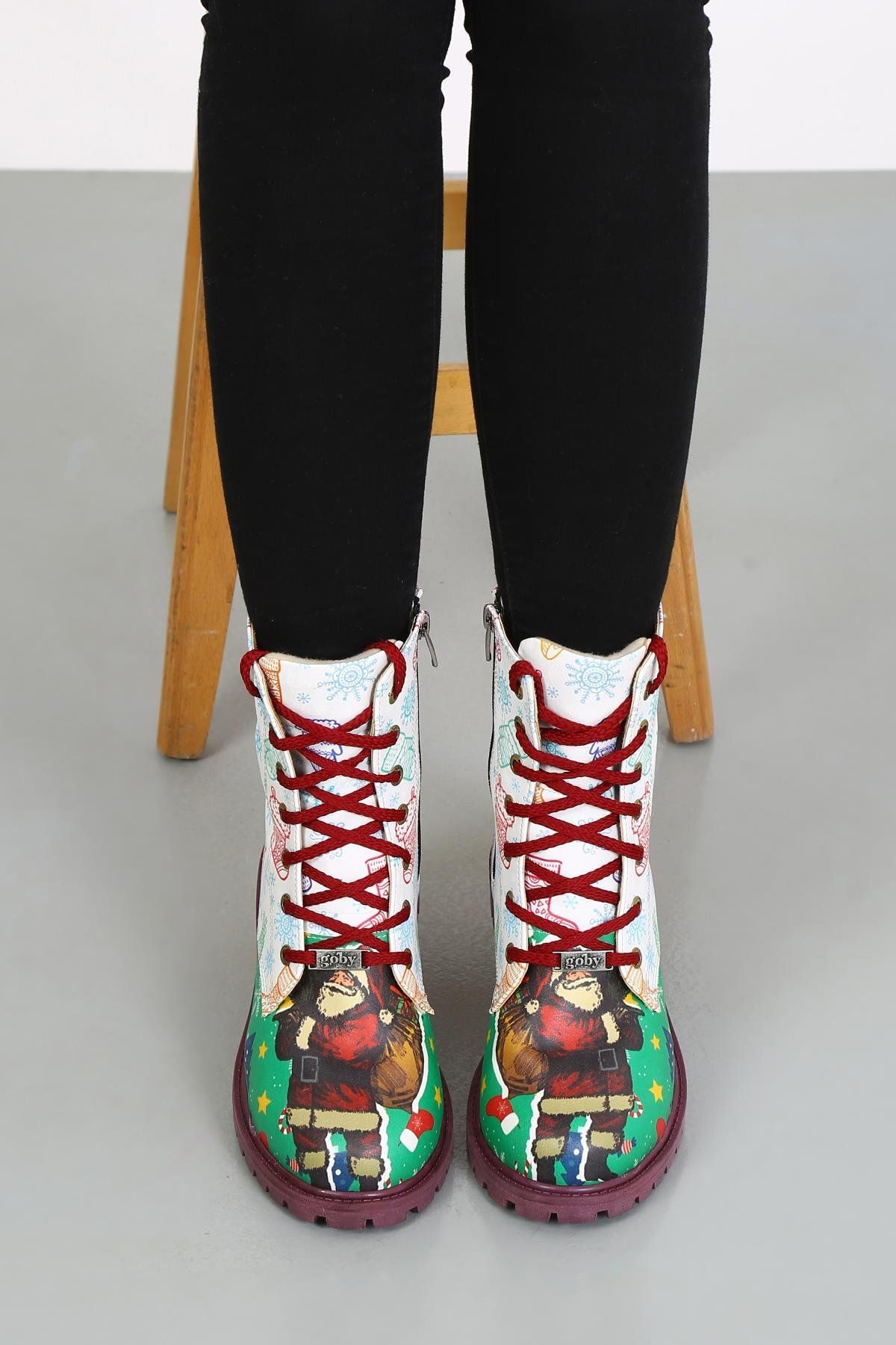 CassidoShoes-SOCK PRINTED AND CHRISTMAS PATTERNED GOBY BOOTS 025-1028 1