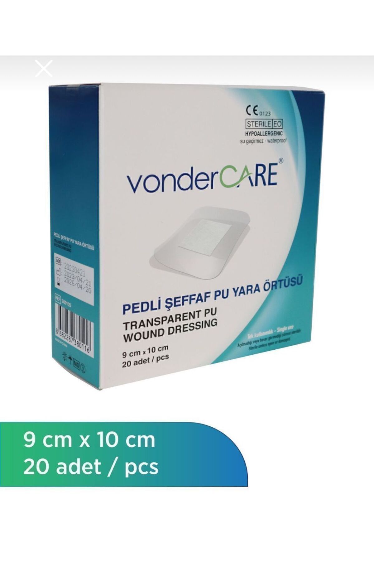 ASTERİA MEDİKAL Şeffaf Pedli Yara Örtüsü - Su Geçirmez - 9cmx10cm - Vondercare