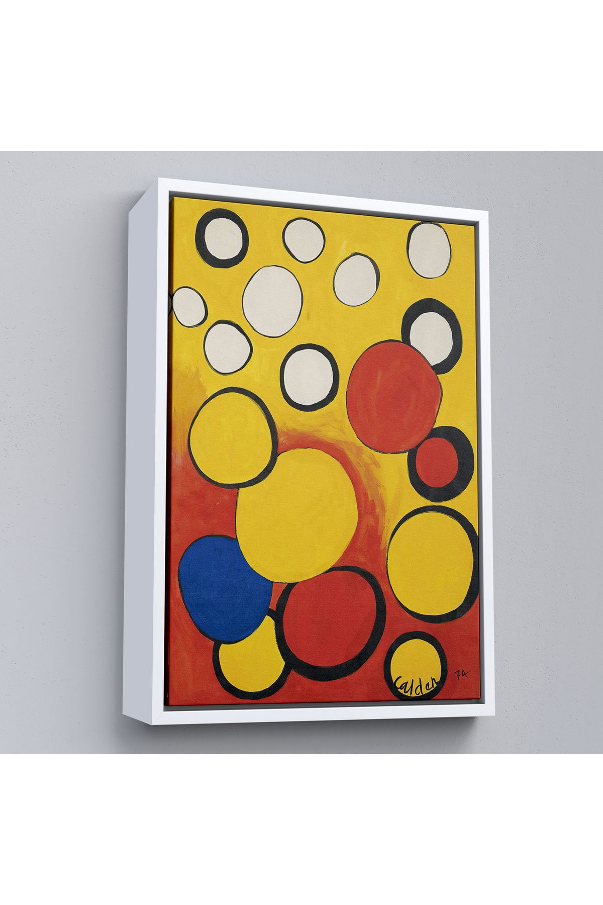 MOONFER Çerçeveli  Calder - Sarı Ve Kırmızı Küreler Tablosu - Orbs On Yellow And Red-7367