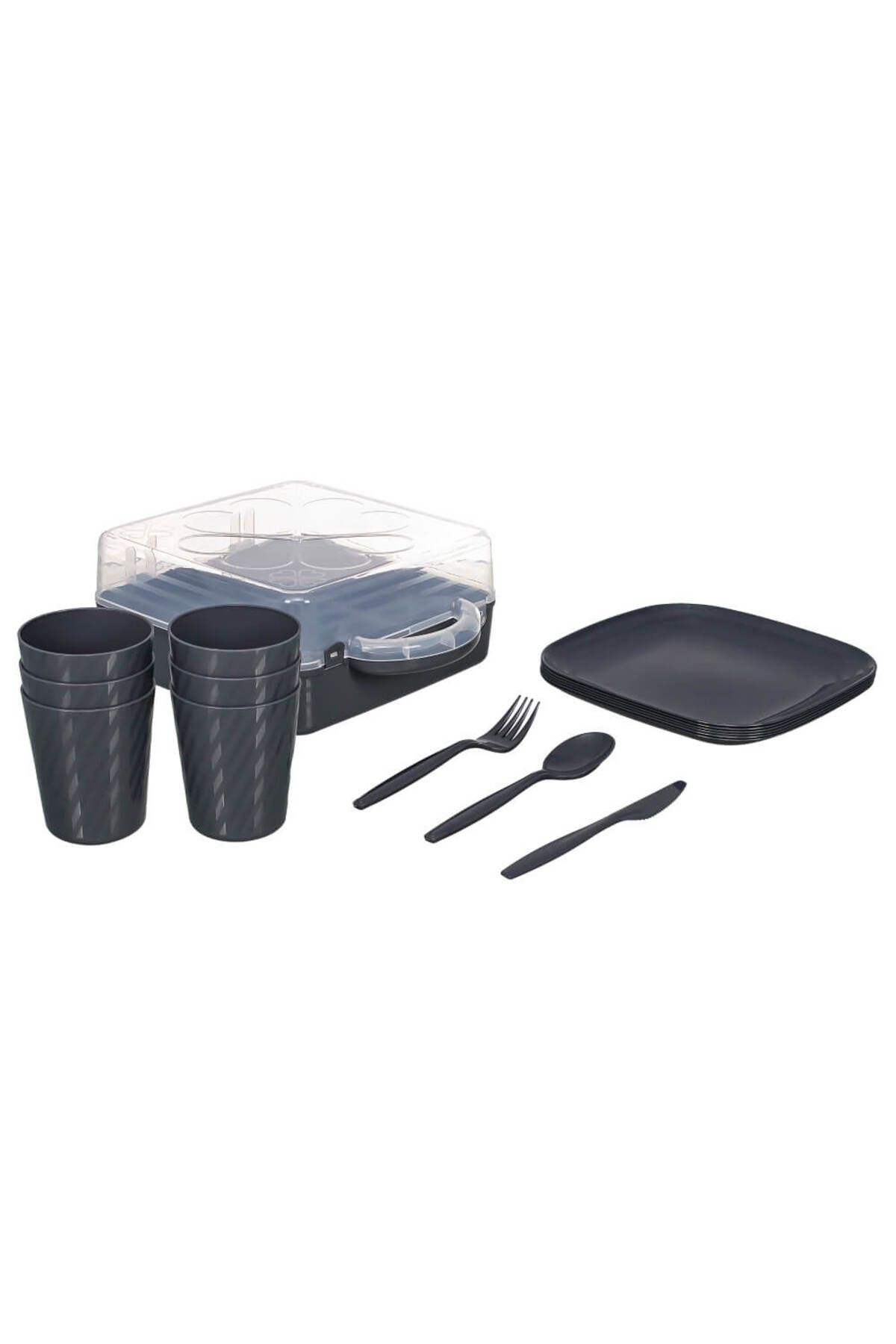 Piev-Urve Camping Travel Service Picnic Set for 6 Persons Anthracite 2