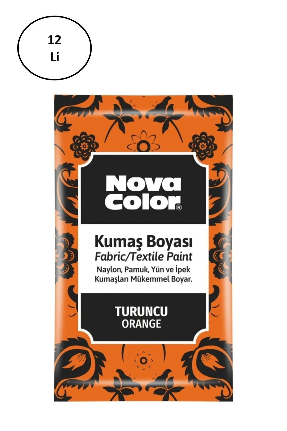 Nova Color Toz Kumaş Boyası Turuncu 12 Gr 12'li