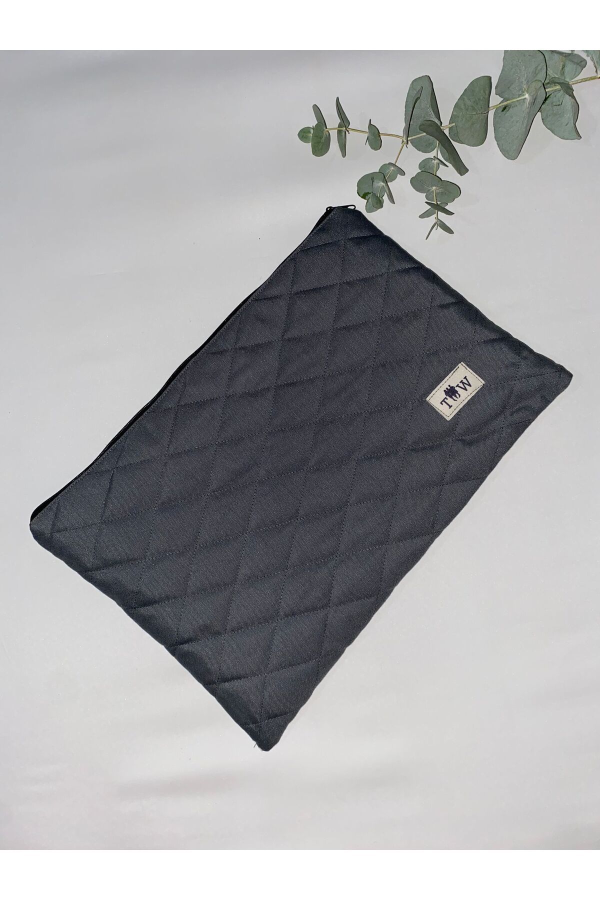 thick weave-Gray Quilted Laptop Bag Fits 15 16 Inch 1