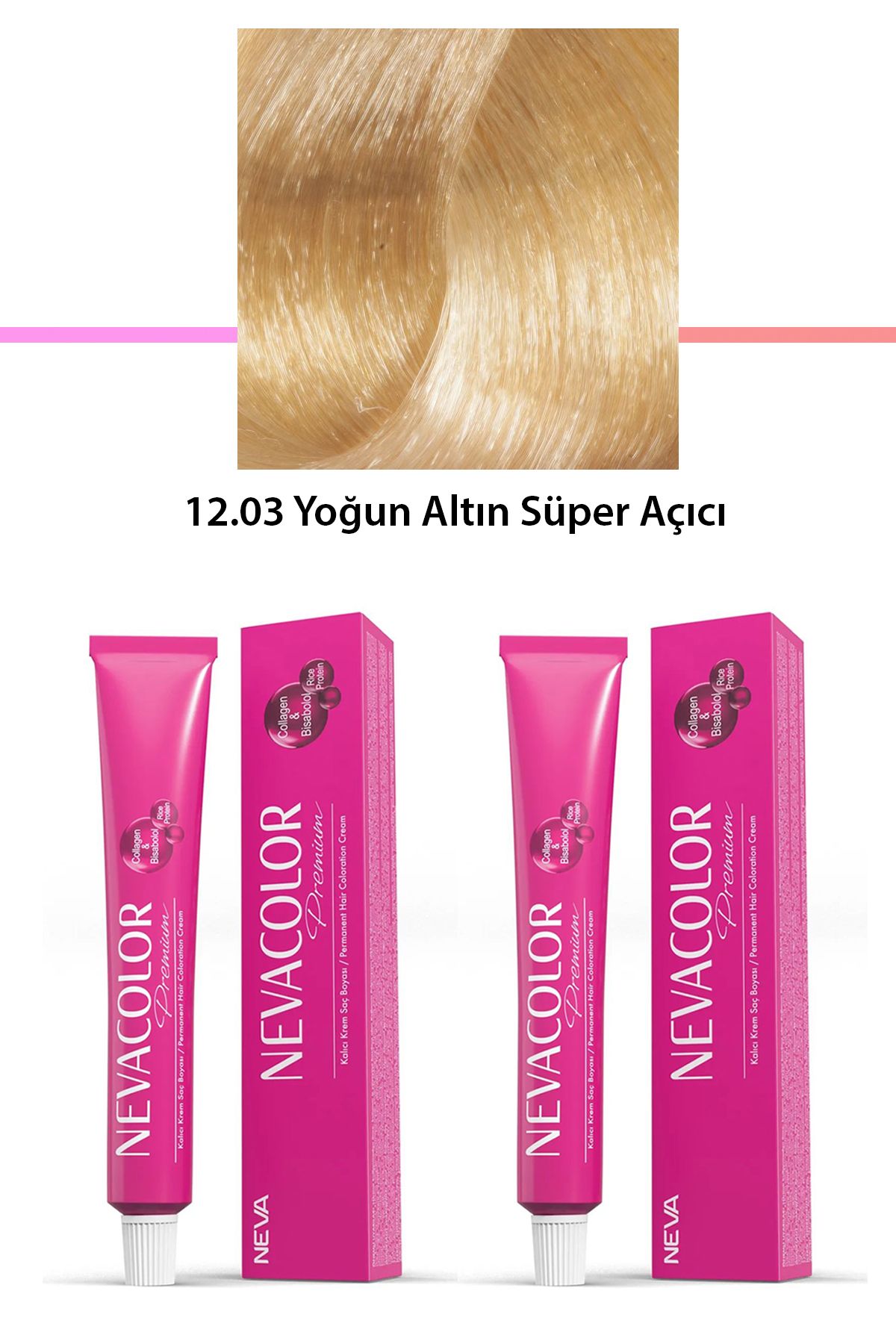 Neva Color 2 li Set Premium 12.03 Yoğun Altın Süper Açıcı - Kalıcı Krem Saç Boyası 2 X 50 g Tüp