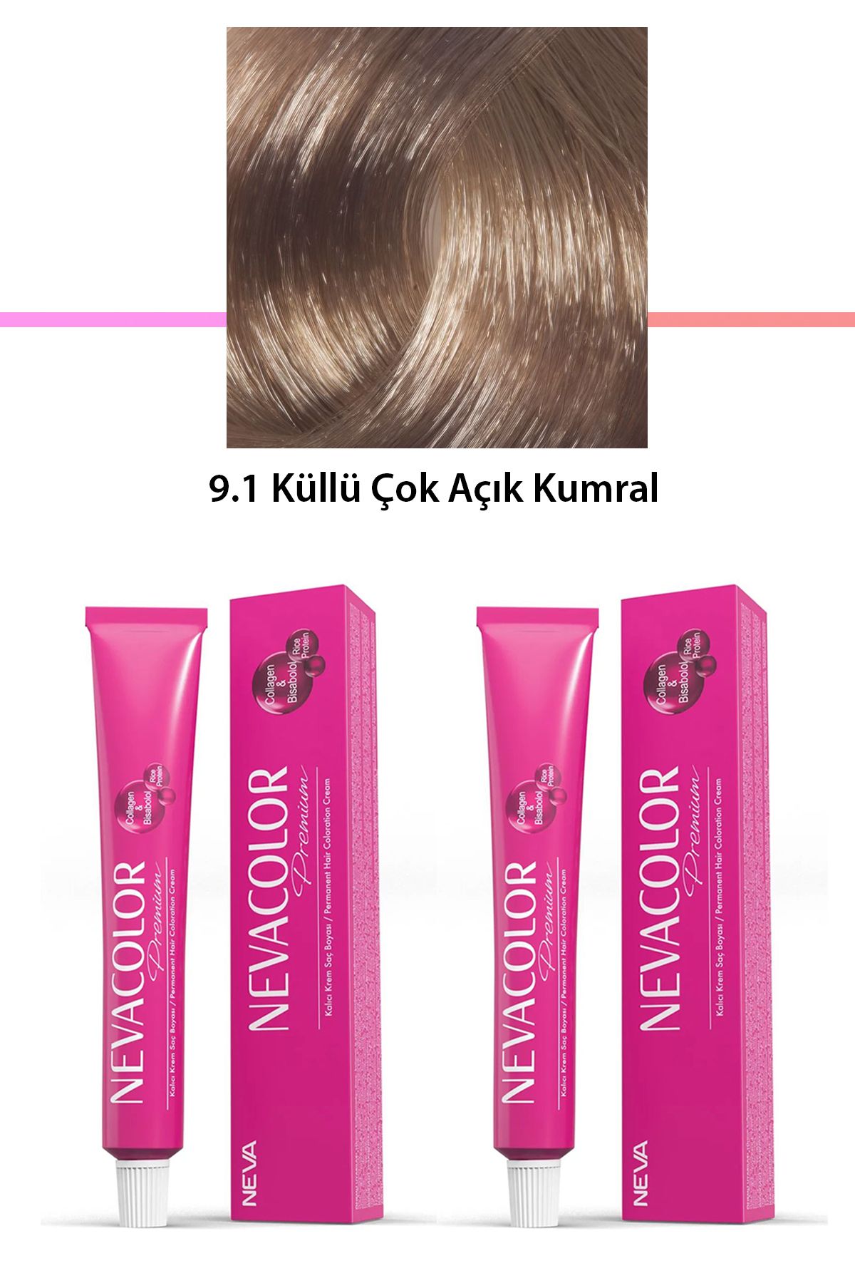 Kareem 2 li Set Premium 9.1 Küllü Çok Açık Kumral - Kalıcı Krem Saç Boyası 2 X 50 g Tüp