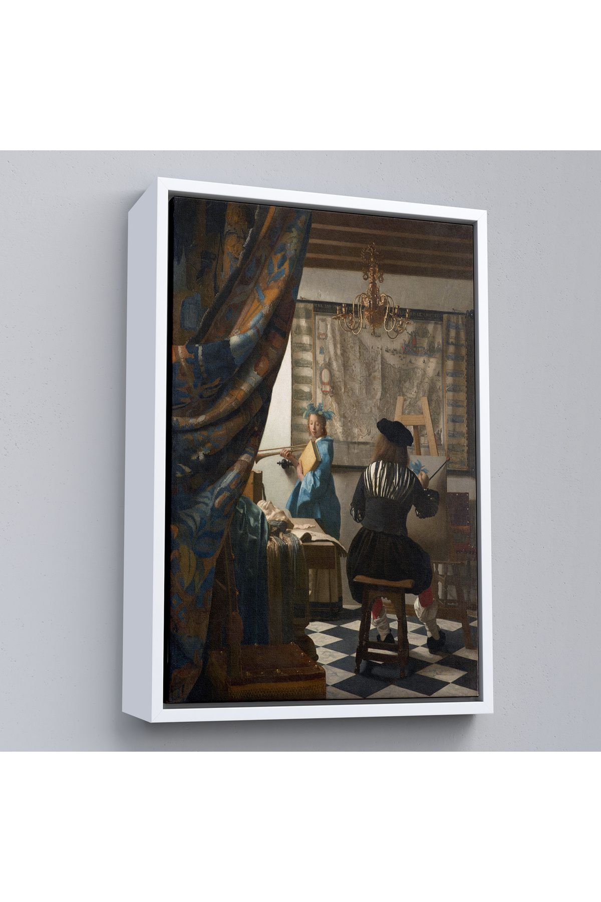 Shoprit Çerçeveli Johannes Vermeer - Resim Çizme Tablosu-7422
