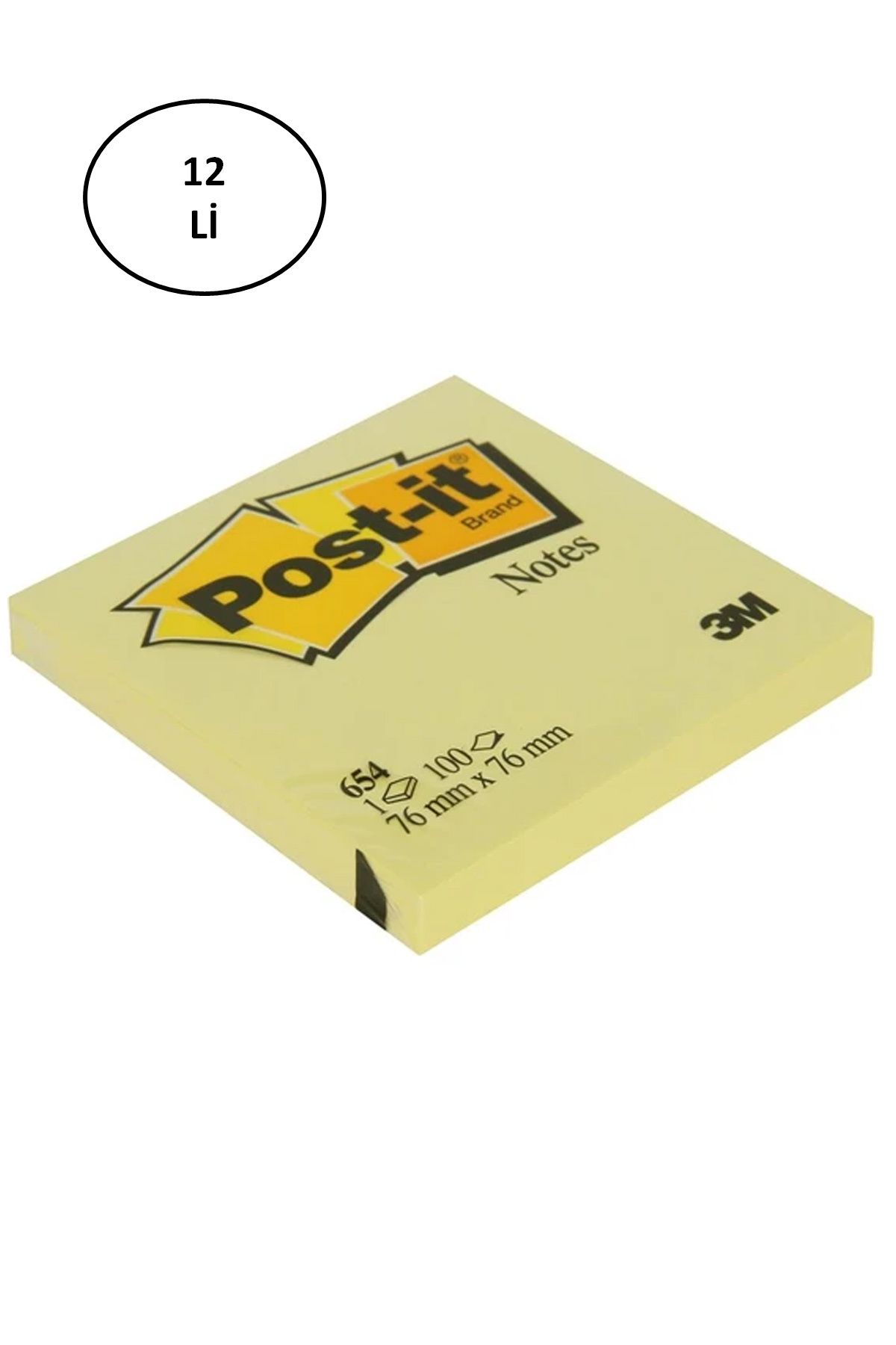 Kareem Post-It 3M 654 Yapışkanlı Not Kağıdı 76 x 76 mm 100 Yaprak Sarı