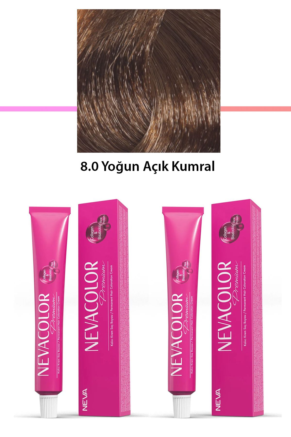 Kareem 2 li Set Premium 8.0 Yoğun Açık Kumral - Kalıcı Krem Saç Boyası 2 X 50 g Tüp