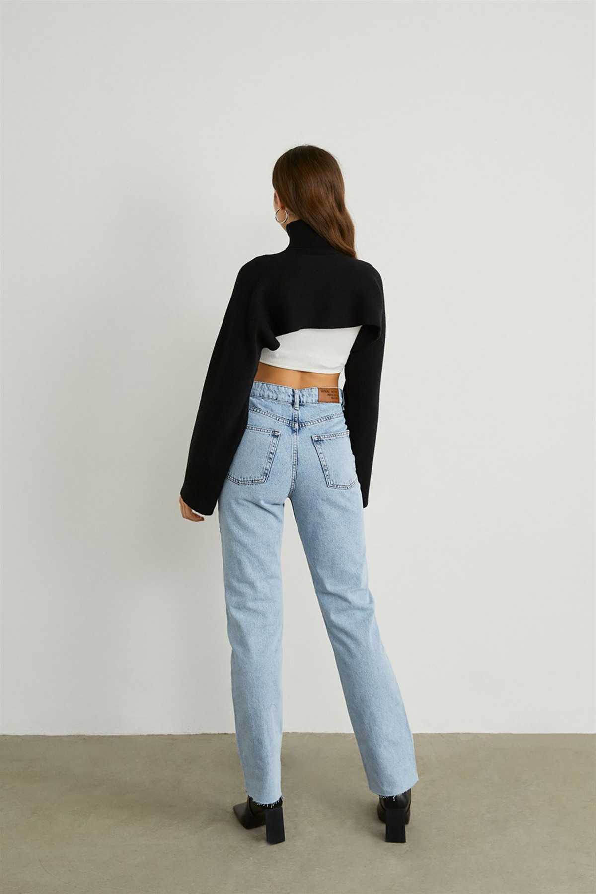 VATKALI Yüksek Bel Straight Fit Jean Mavi görsel 5