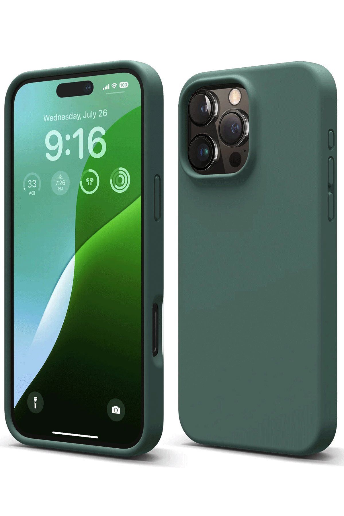 NewFace iPhone 16 Pro Uyumlu Kılıf Nano içi Kadife Silikon - Koyu Yeşil MRAYD
