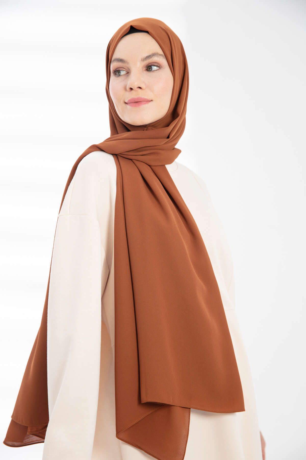 PURESCARFS-Hazelnut Patterned Crepe Shawl 4