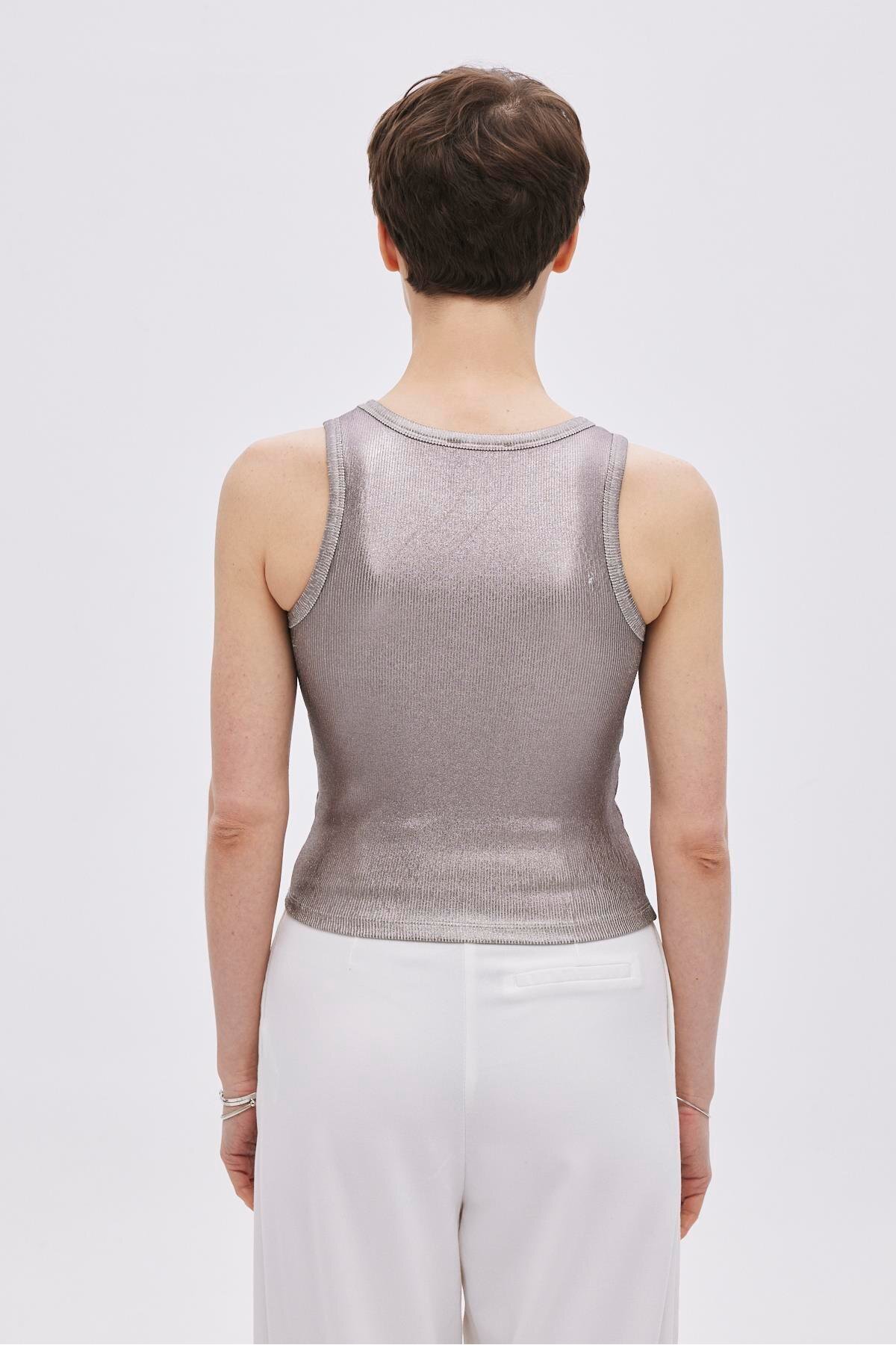SHERIN-Metallic Bronze Corded Tank Top 5