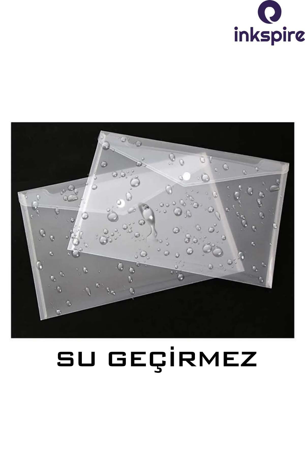inkspire-Large Size Transparent Snap Envelope File - A3, 3 Pieces, Transparent Buttoned 4