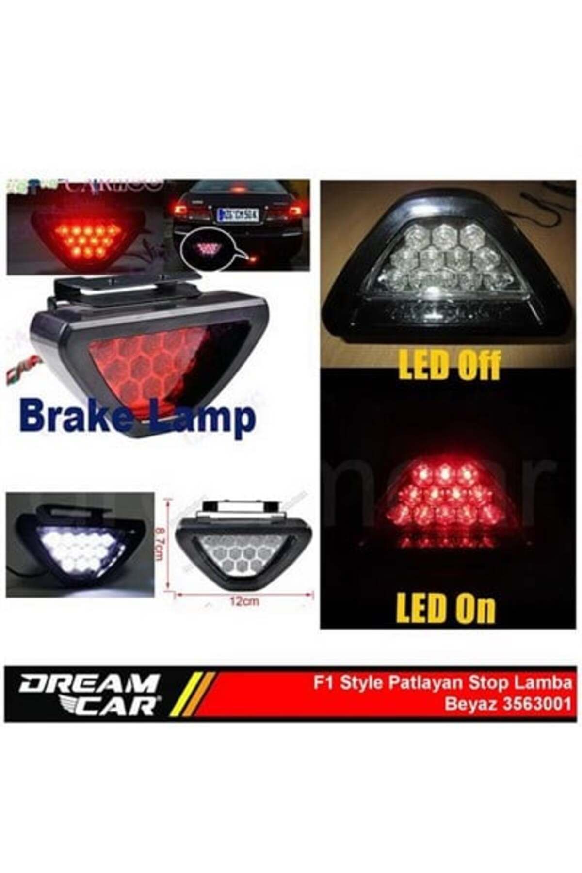 Dreamcar F1 Style Beyaz Flash Patlayan Stop Lamba 12 Led 3563001