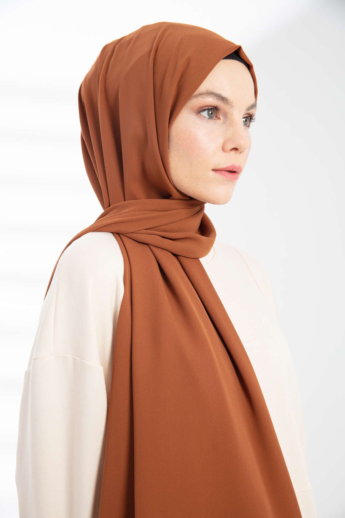 PURESCARFS-Hazelnut Patterned Crepe Shawl 2