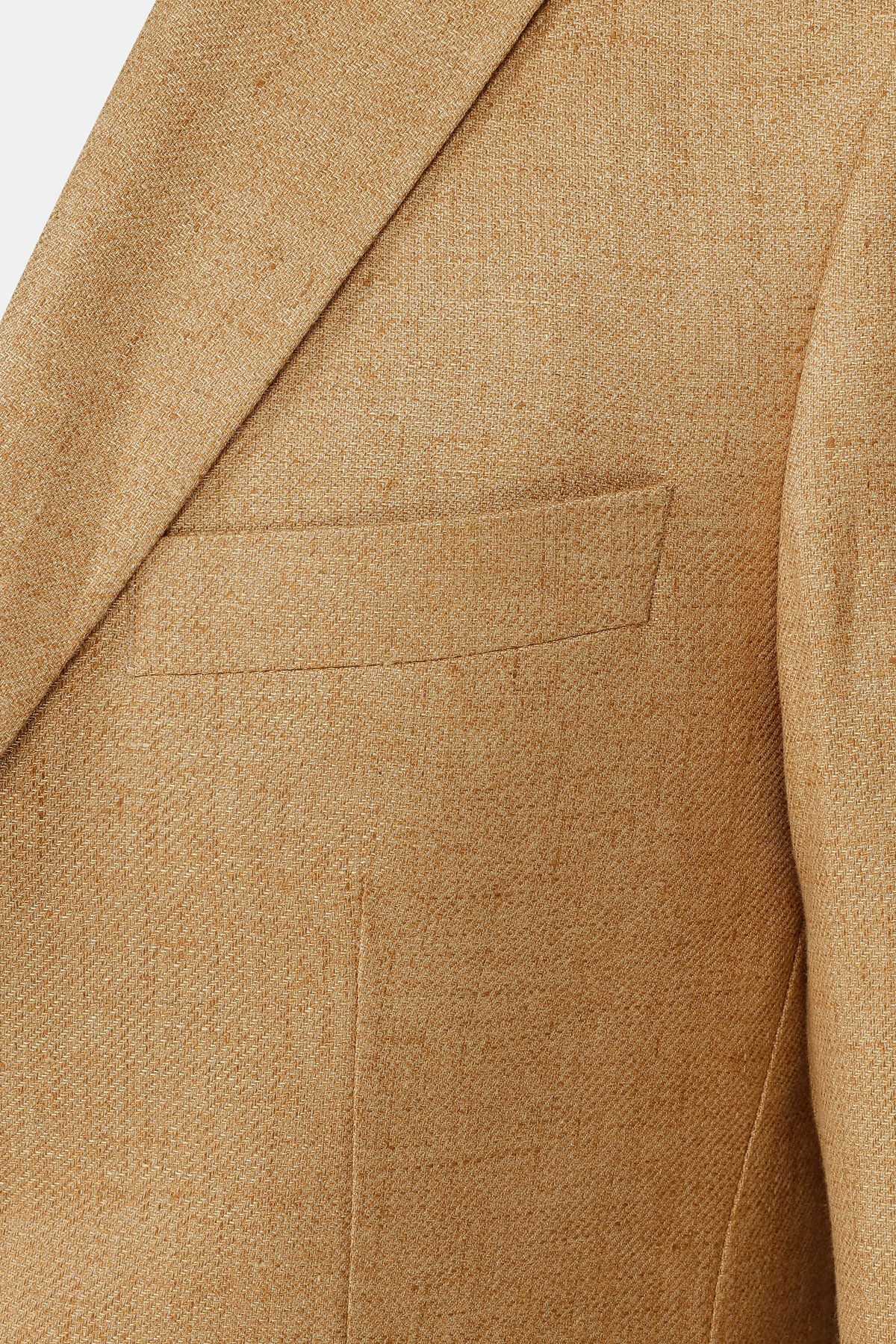 کت زرد مردانه دکمه خردل کتان اورجینال W Collection