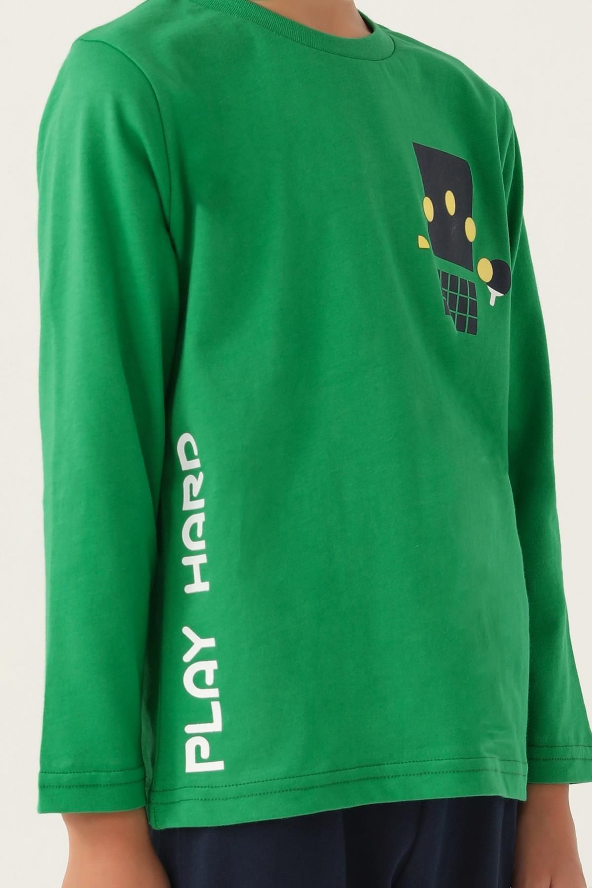 ROLY POLY-3338 Green Men's Waiter Cotton Long Sleeve Pajama Set 4