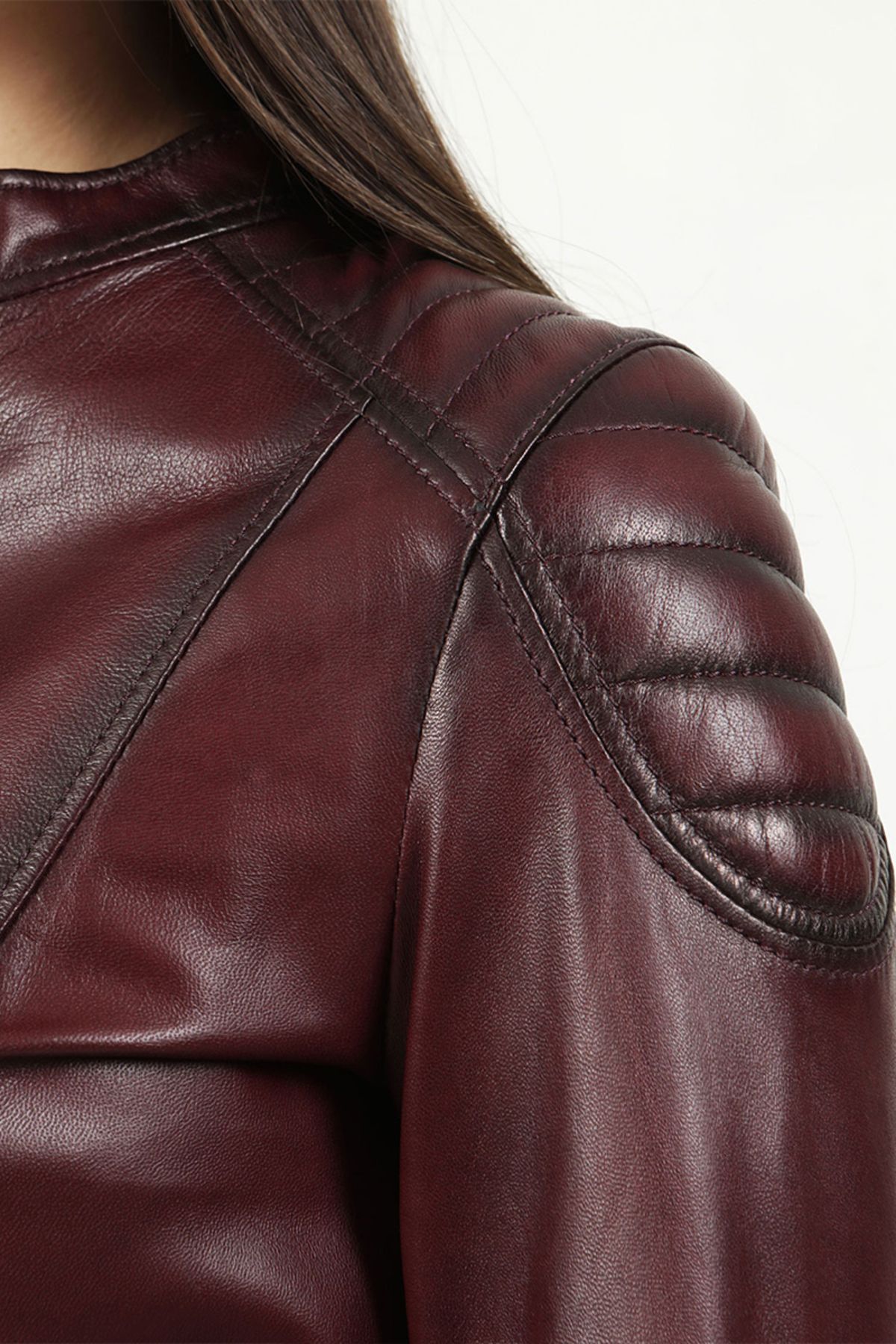 Dericlub-Yb2156 Real Leather Women's Coat Claret Red 4